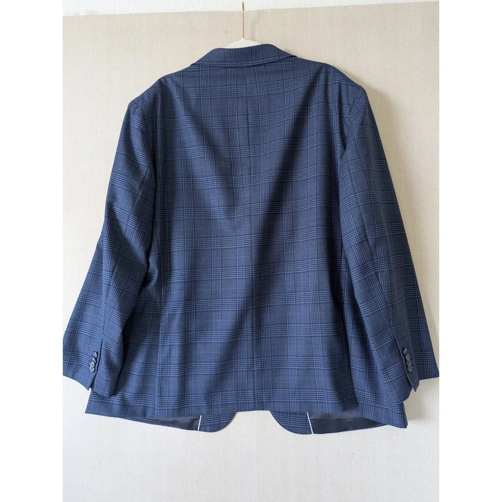 Joseph Abboud Blazer Mens 52R Blue Glen Plaid Wool Heritage Sport Coat 2BT
